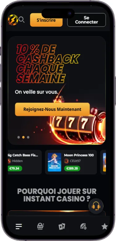 instant casino page d'accueil